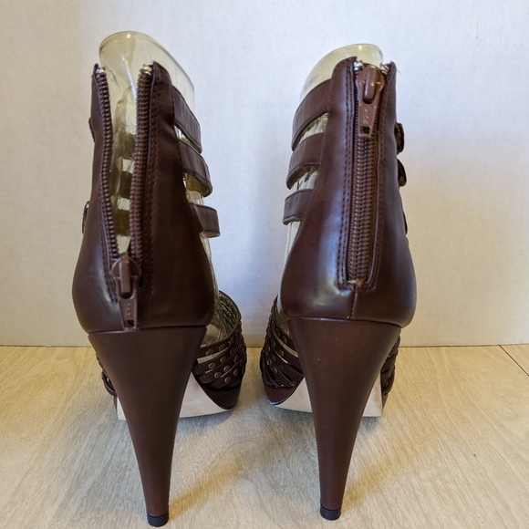 NWB Aldo Soroa Chocolate Brown Studded Heels size EU 38 US 8 - Picture 6 of 9
